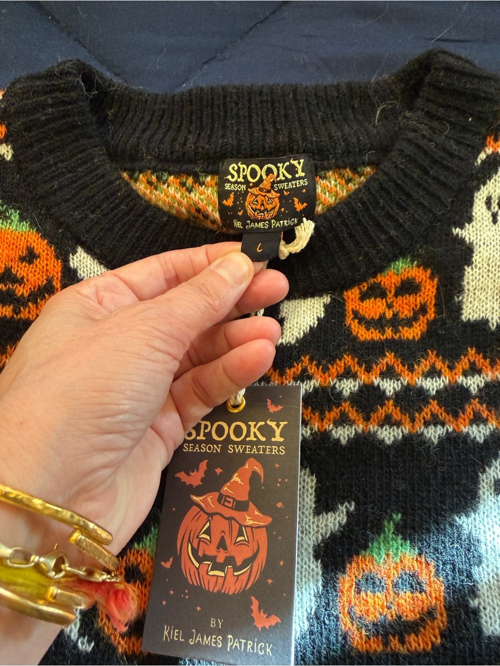 Women’s KJP Kiel James Patrick Wool Knit Halloween Sweater Large NWT - Picture 4 of 5
